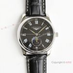 (GF) Swiss Replica Longines Moon phase Master Watch Black Leather Strap 40mm